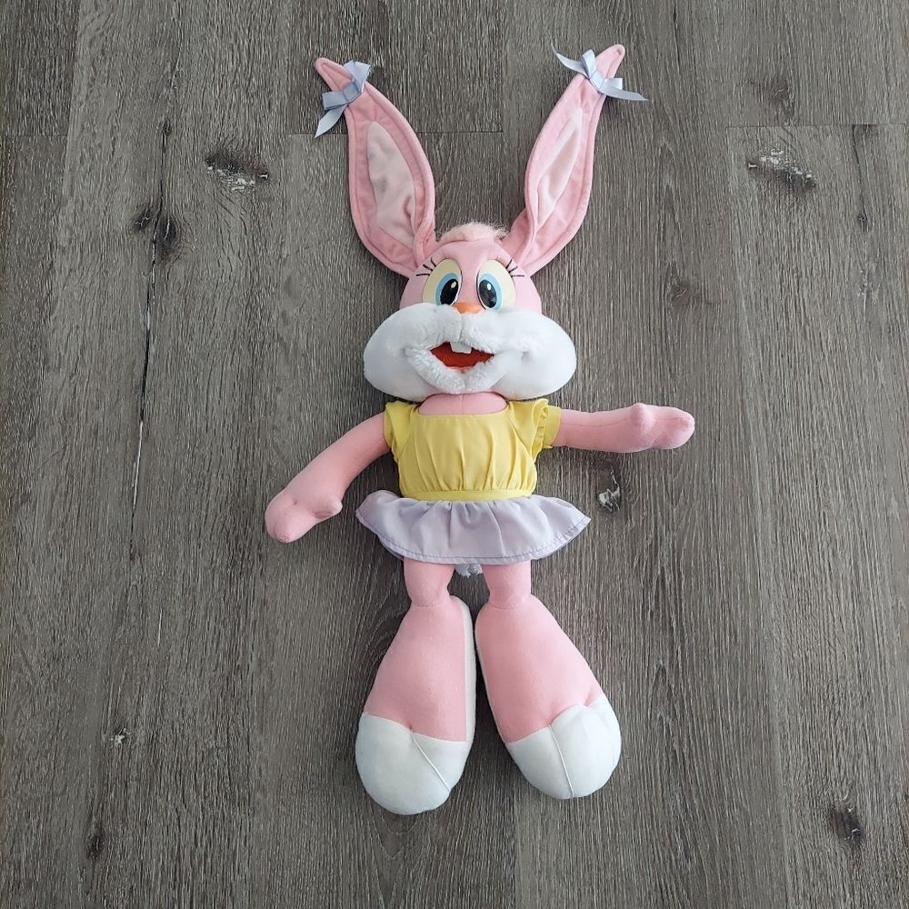 Vintage Tiny Toons Adventures Babs Bunny Pink Stuffed Plush 16" Stuffed Animal